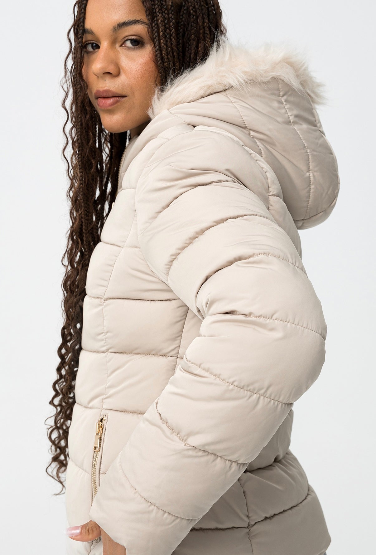 Giubbino pellicciotto beige