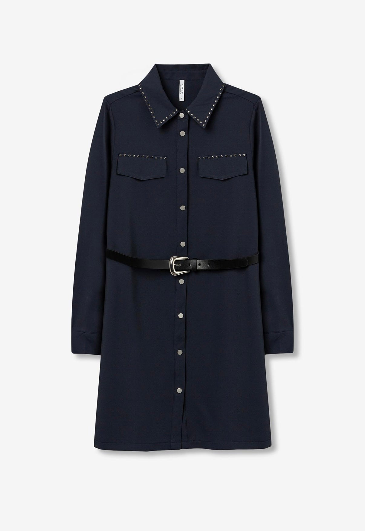 Shirt dress with belt