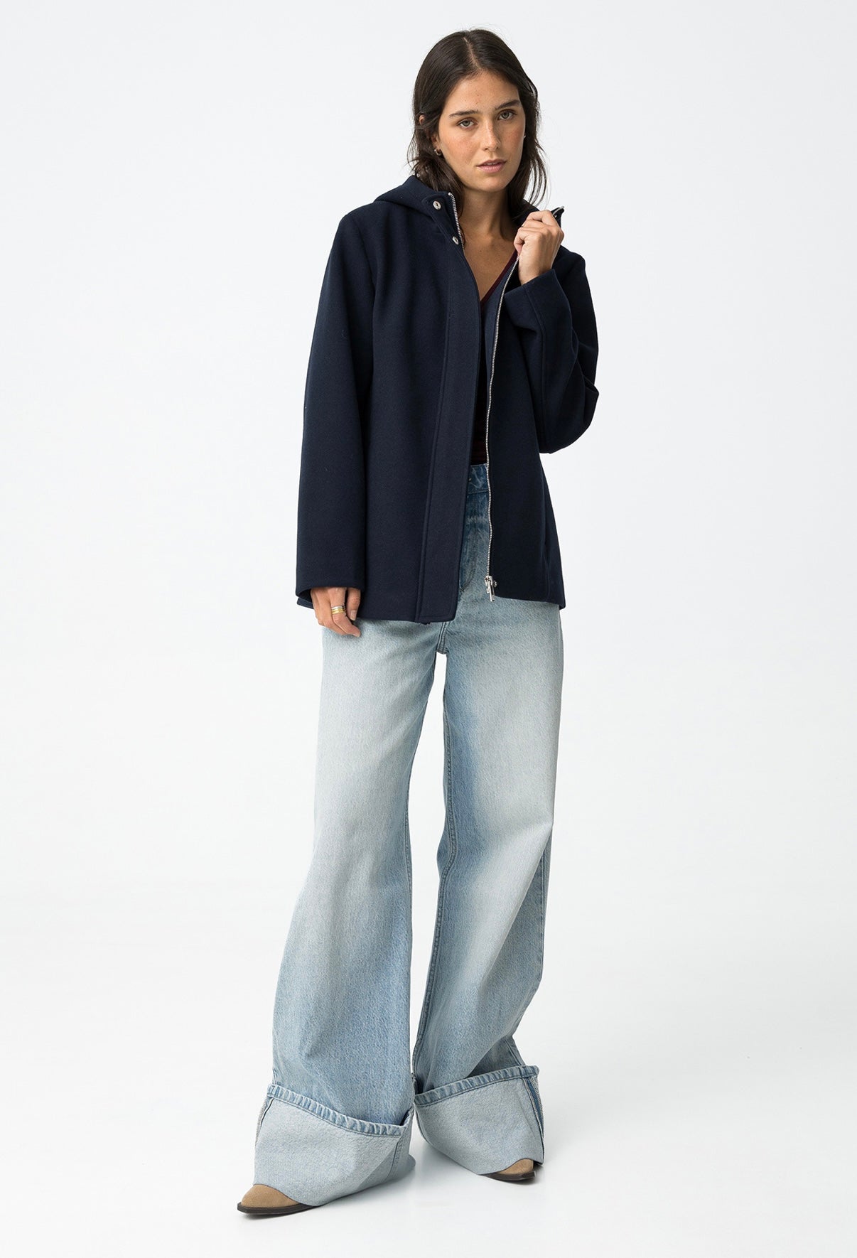 Cappotto corto blu