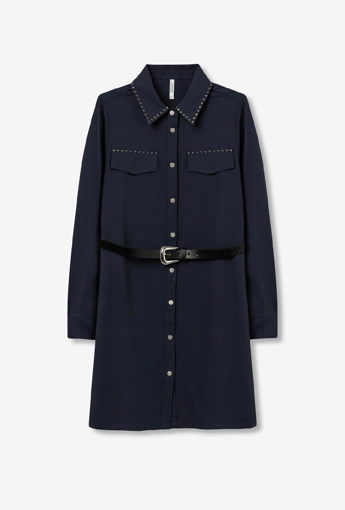 Shirt dress with belt