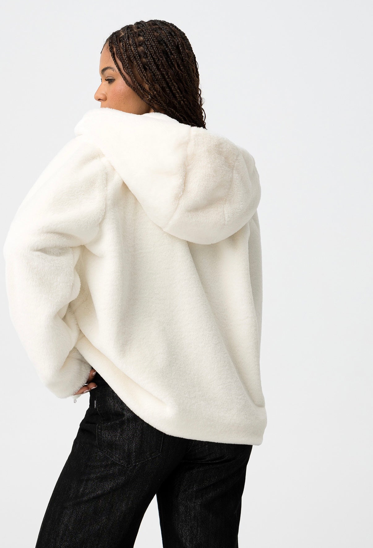 Cappotto in pelliccia panna