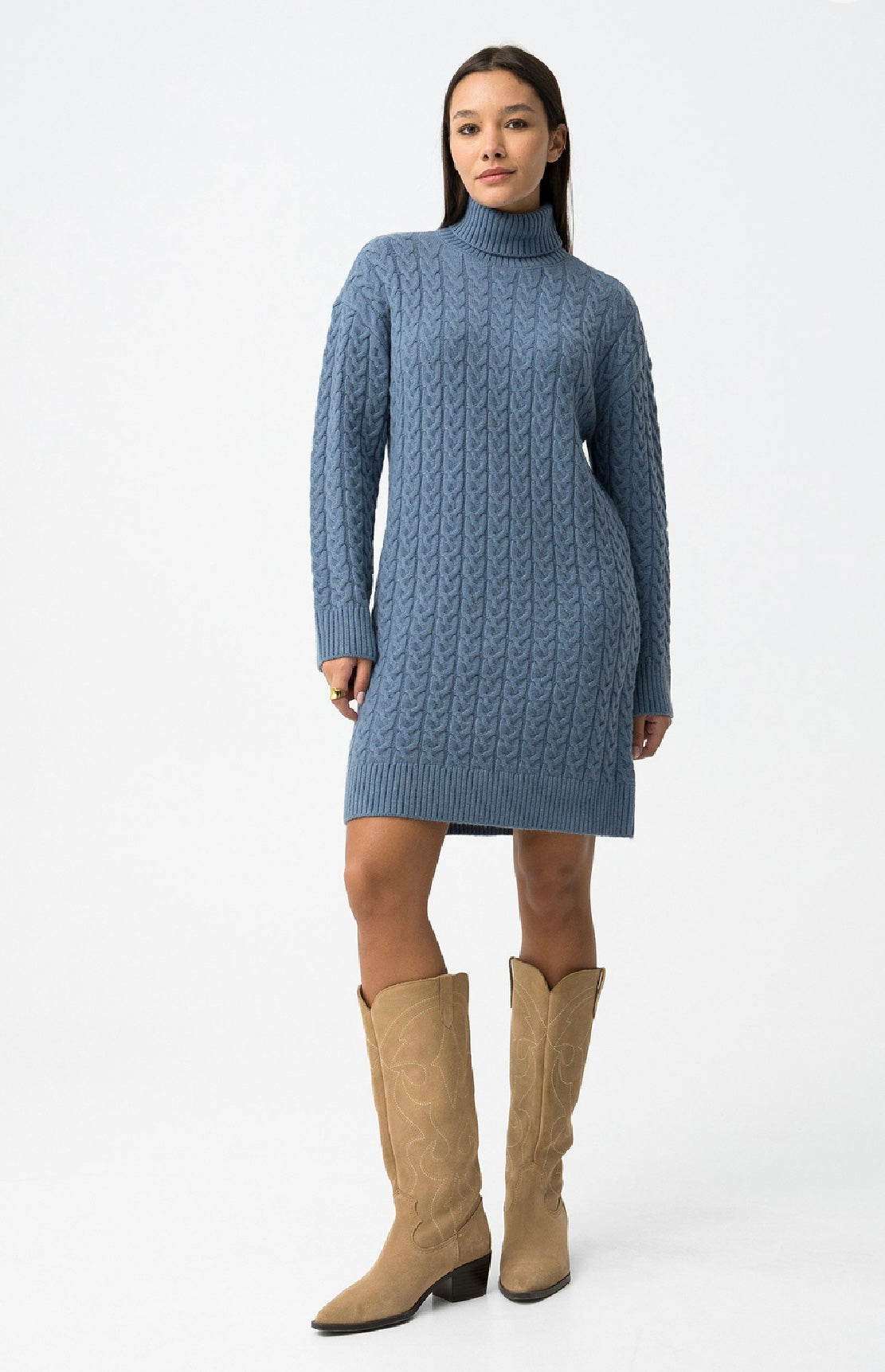 Vestito in maglia Naomi azzurro.