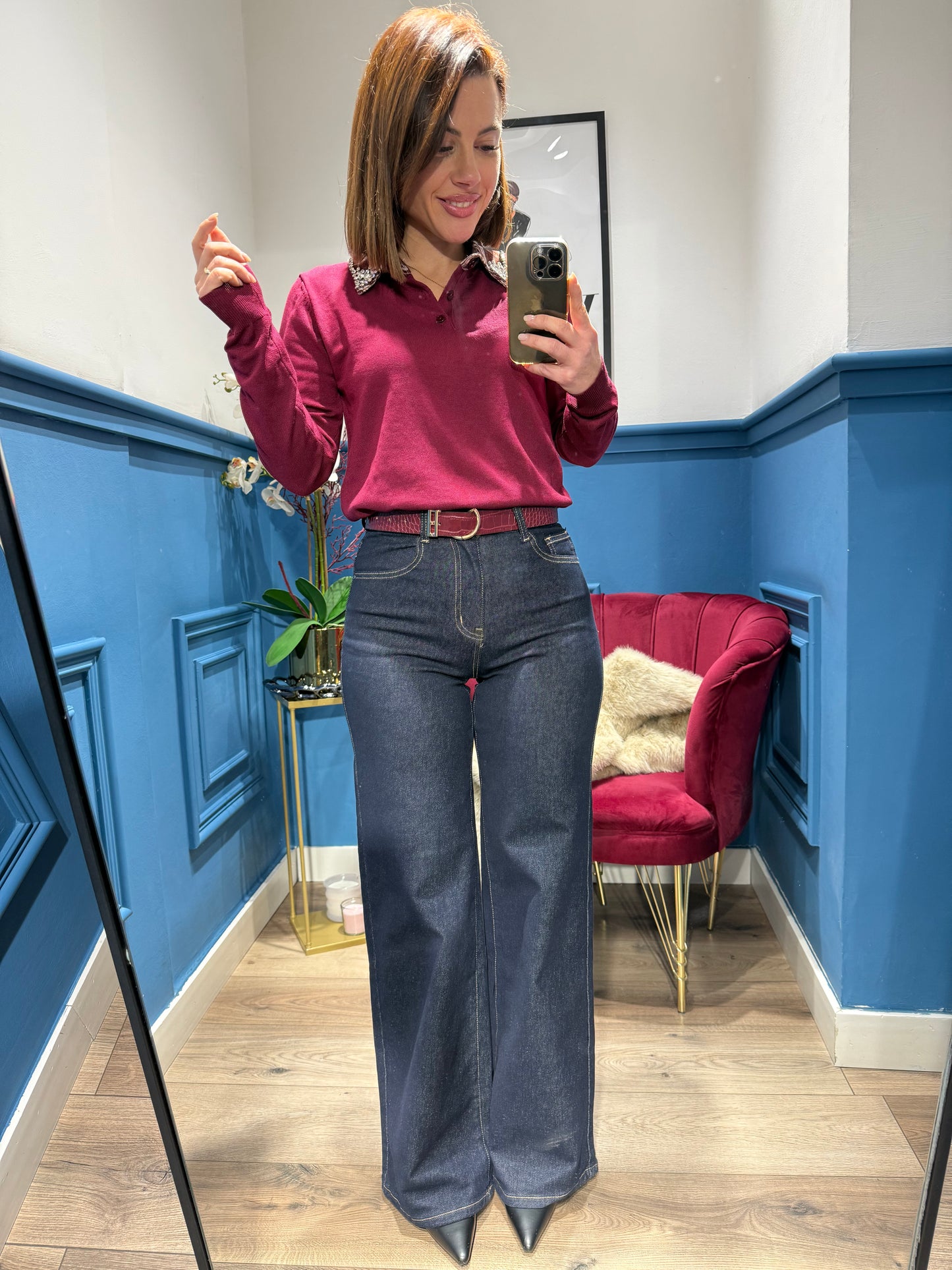 Jeans palazzo blu scuro