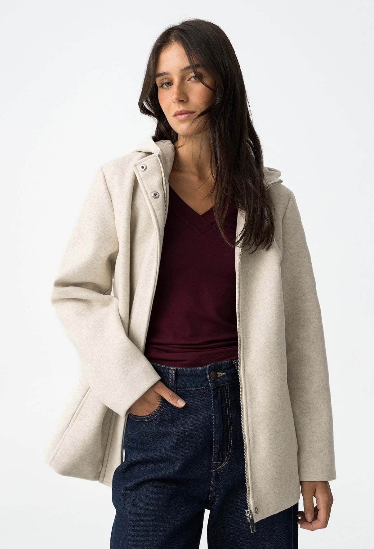 Cappotto corto beige