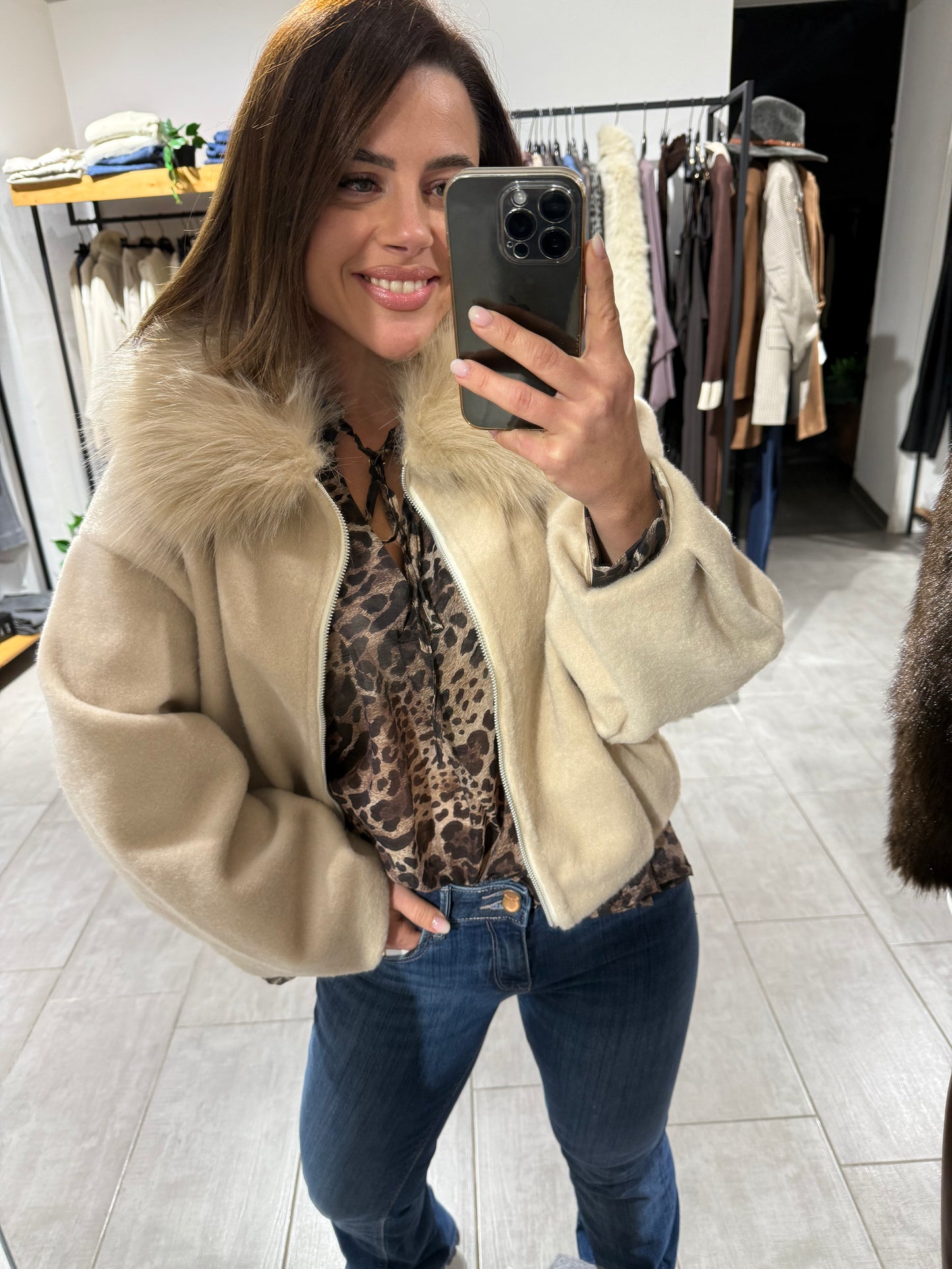 Giacca over con pelliccia