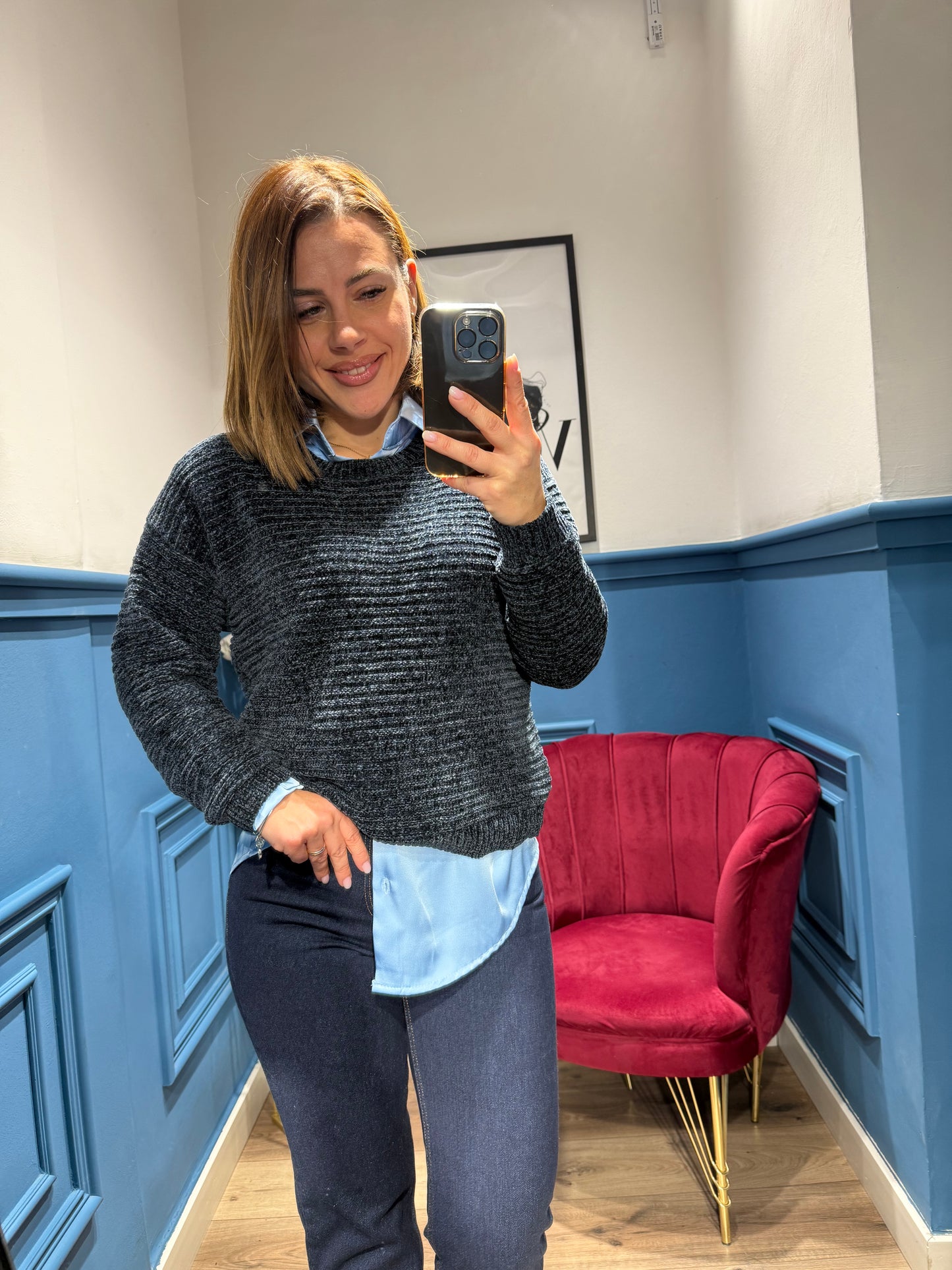 Camicia satin celeste