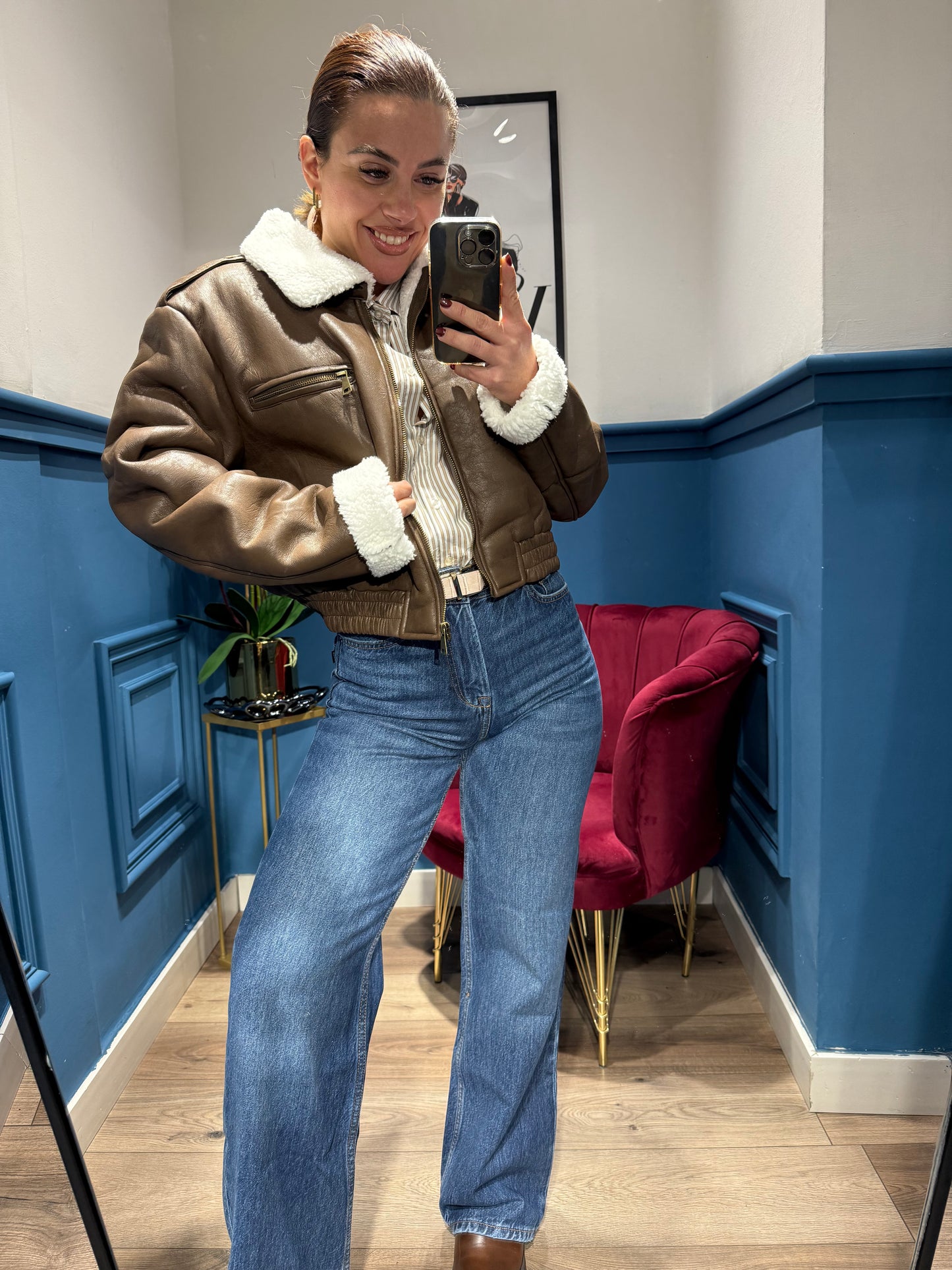 Bomber ecopelle marrone